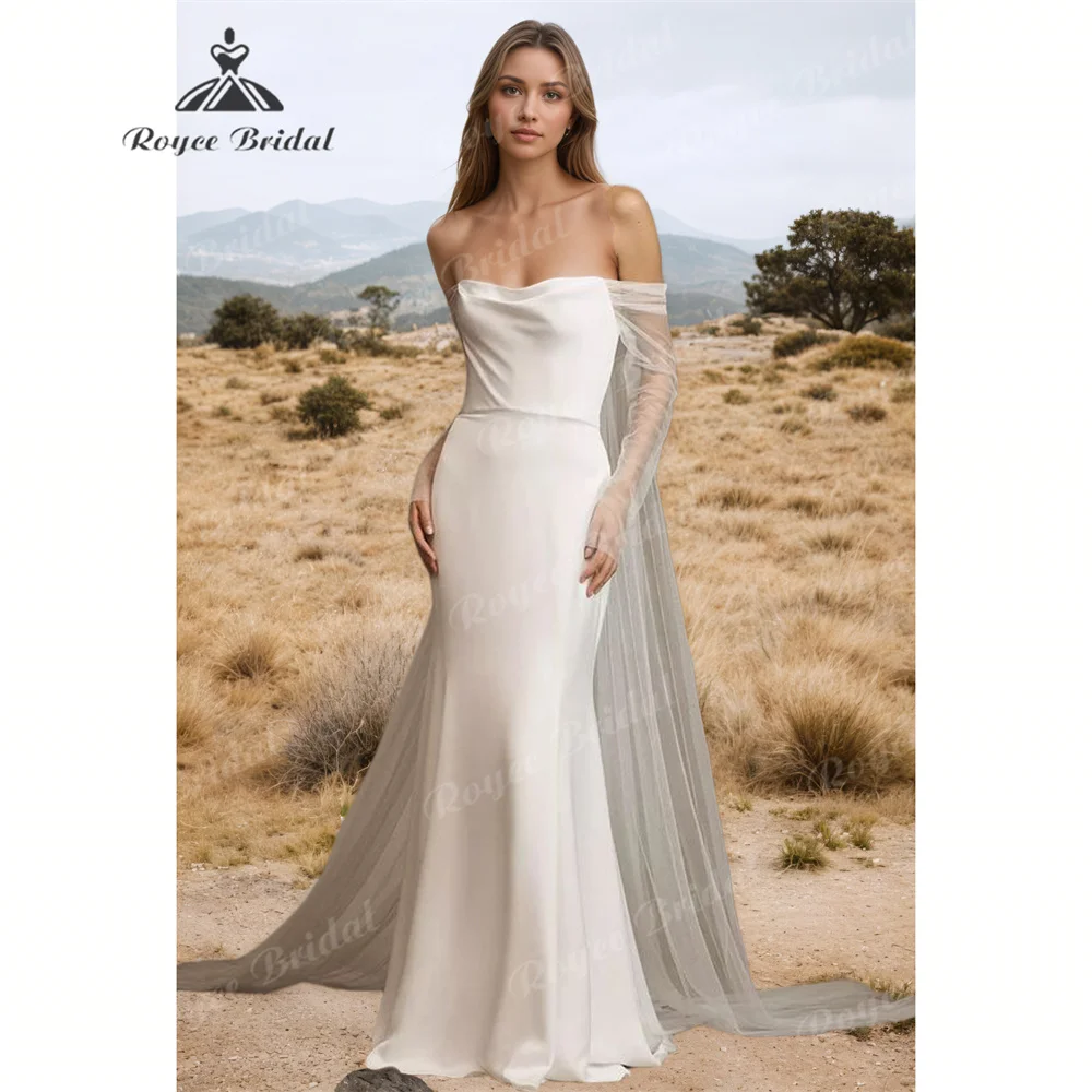 

RoyceBridal Strapless Mermaid Wedding Dress 2025 Satin Court Train Wedding Gown Customizedvestidos de noviarobe de mariéeفساتين
