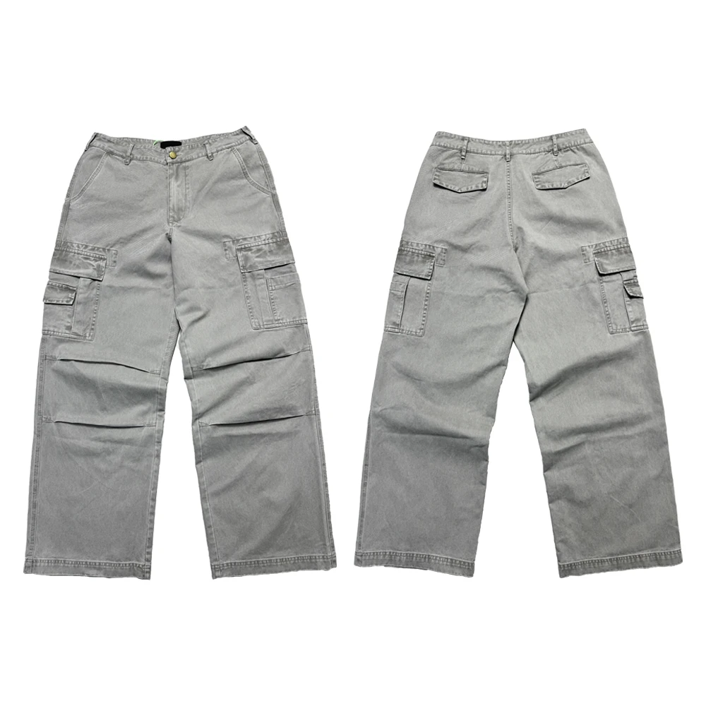 Y2k メンズ服 ハイブランド ストリートウェア ダメージ加工 バギー カーゴパンツ ヴィンテージ コットン カジュアル サファリスタイル レトロ トラウザーズ 男性用