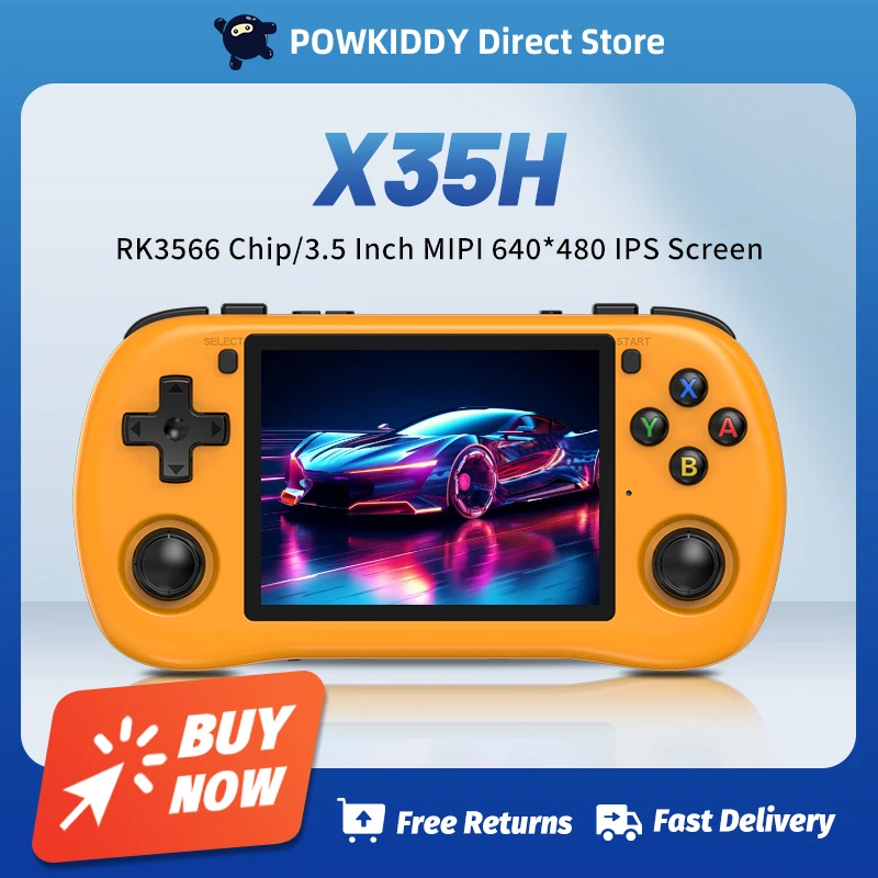 NEW POWKIDDY X35H Retro Video Handheld Game Console 3.5 Inch 4:3 IPS Screen POWKIDDYOS linux System RK3566 Children's Gifts