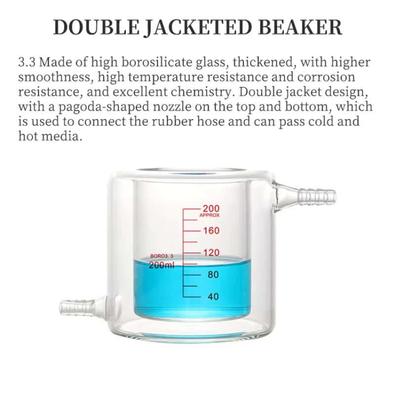 الجودة العالية 50 100 150 200 250 350 500 1000 2000 مللي مادة زجاجية سميكة من البورسليكات طبقة مزدوجة كوب مغلف