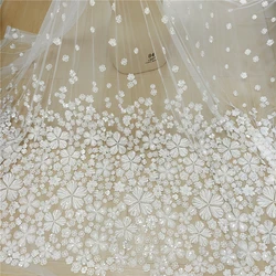 Handmade 3D Studded Wedding Dress, Lace Fabric, Bride Dress, Headdress Dress, DIY Sewn Fabric, RS4838