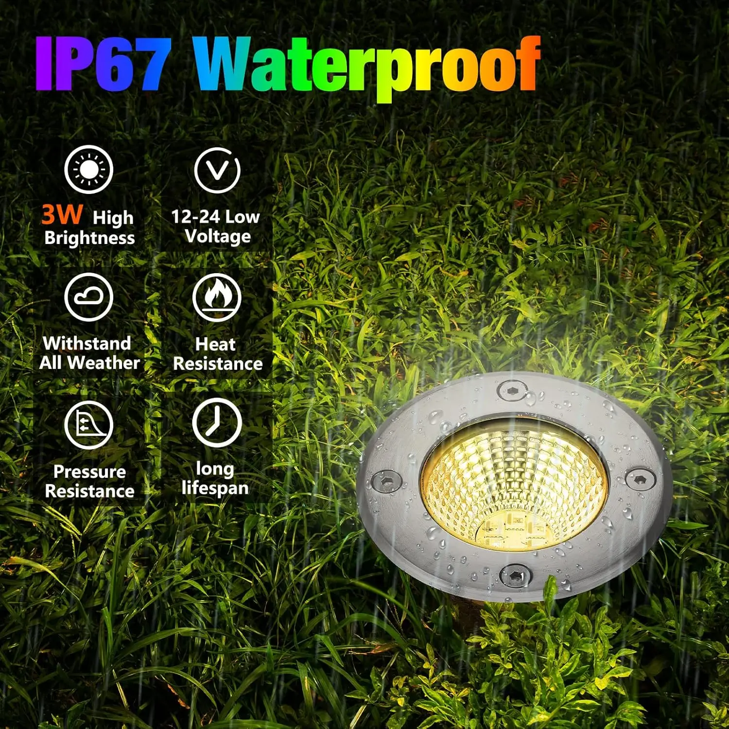 8-16 Pcs 7W LED Well Lights Low Voltage Outdoor Landscape In Ground Waterproof 12V-24V for Pathway Garden Driveway Patio Decors,