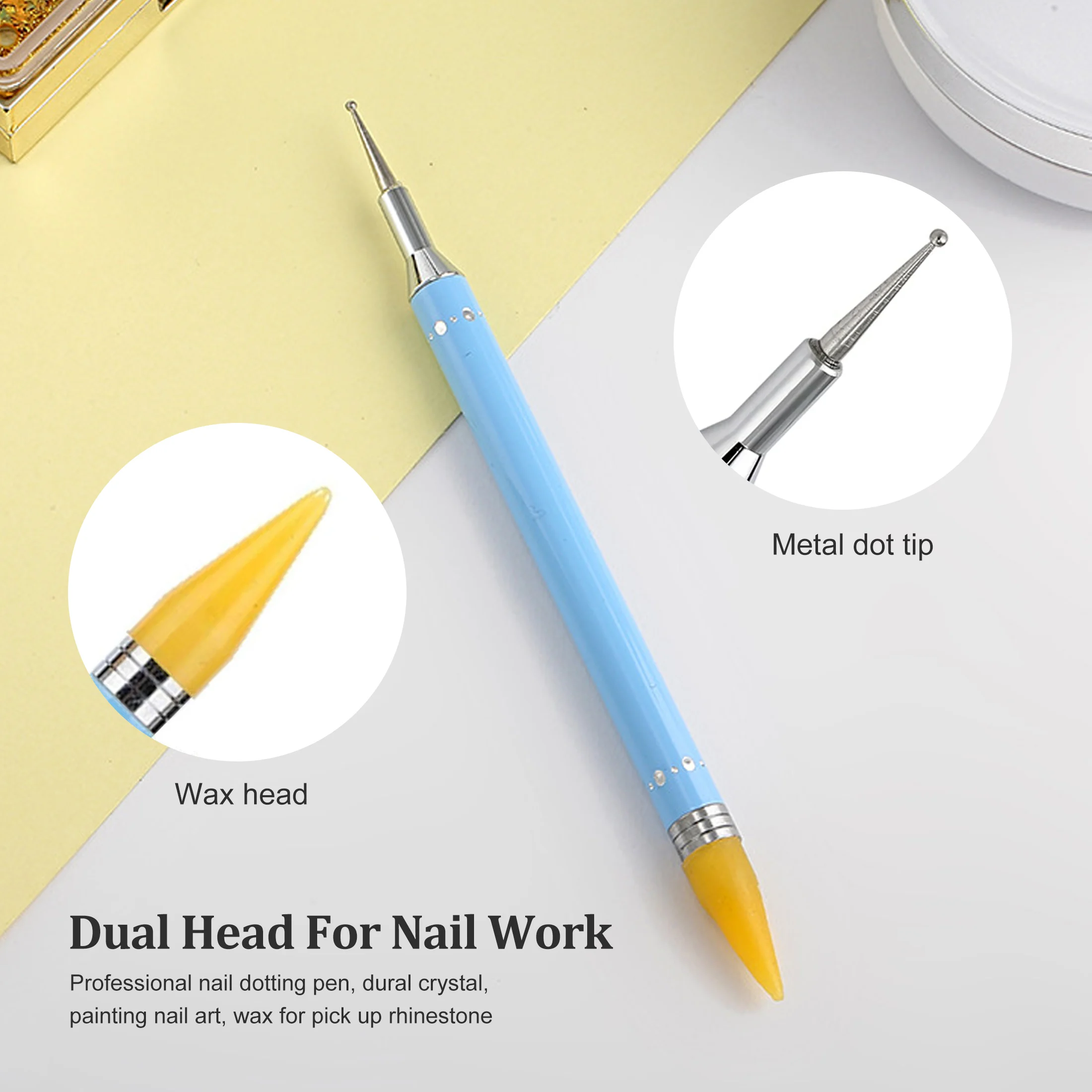 Diamond Embroidery Double Head Point Drill Pen Dot Painting Point Pen Nail Art Rhinestone Picker Wax Pencil Crystal Handle Tool