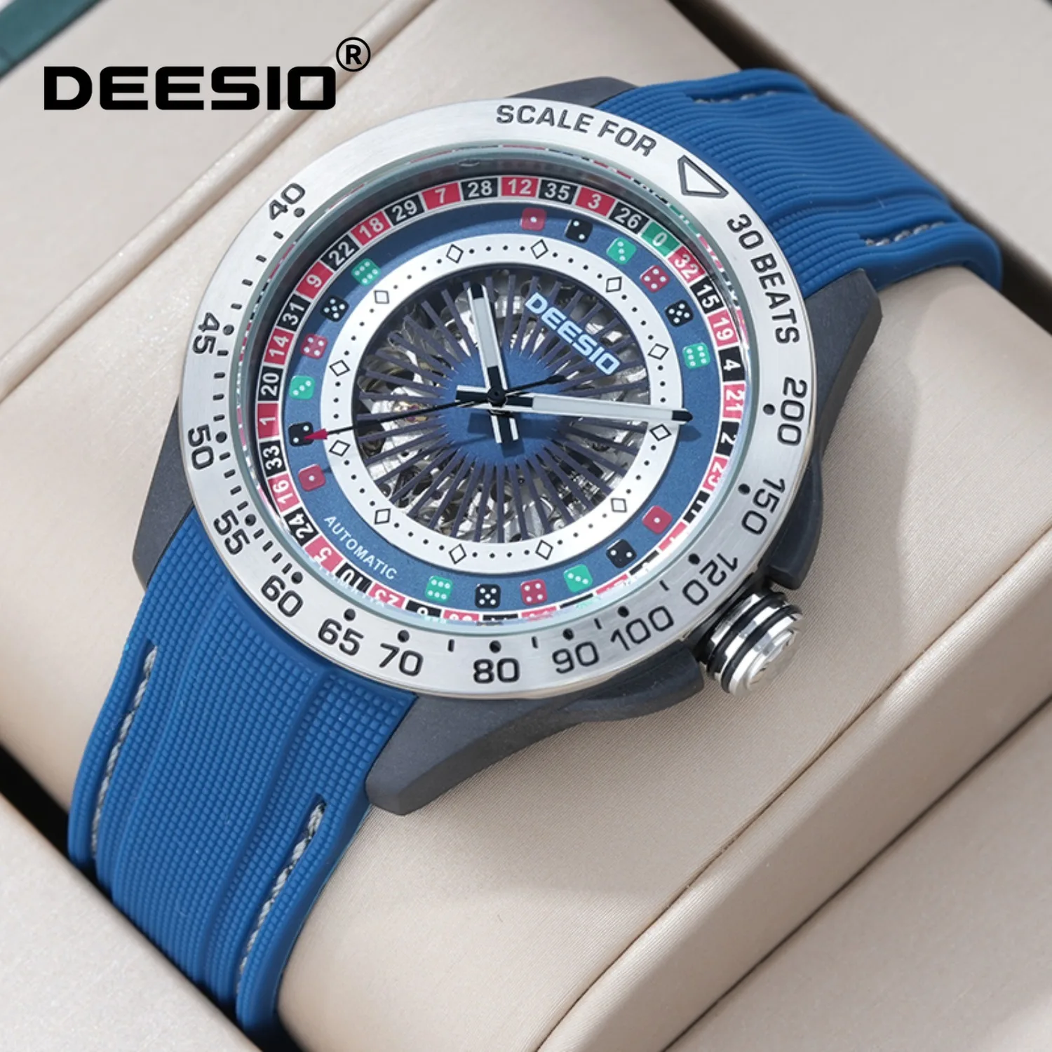 

Deesio мужские автоматические механические часы из углеродного волокна с циферблатом, сапфировым стеклом, водонепроницаемые, светящиеся, из нержавеющей стали, роскошный спортивный подарок