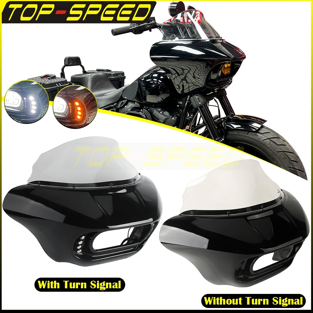 

Motorcycle Headlights Fairings Batwing Cowl Front Windscreen Fairing Kit For Harley Softail M8 Fat Bob 114 FXFB FXFBS 2018-2025