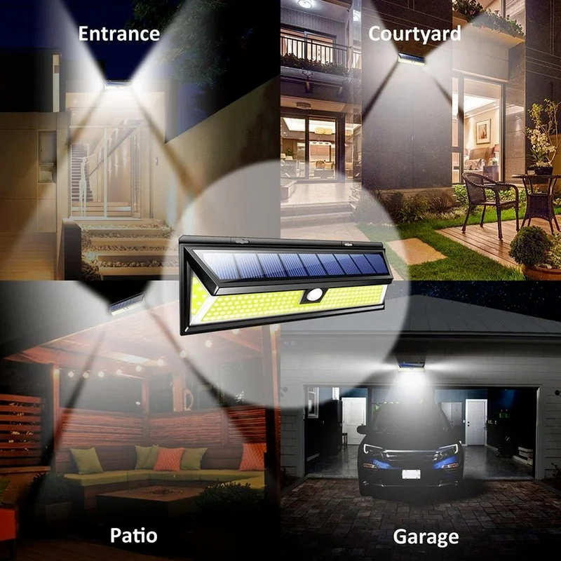 Imagem -04 - Luzes Solares ao ar Livre com Sensor de Movimento Luz de Segurança Ip65 Impermeável Led Lights Super Bright Wall Lamp Modos 4000lm 268 Leds