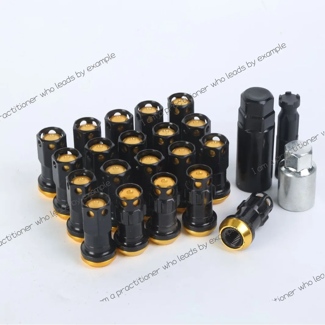 Tuerca de cubo de rueda de coche, material de acero al carbono, tornillo de aluminio antirrobo, anillo de aluminio