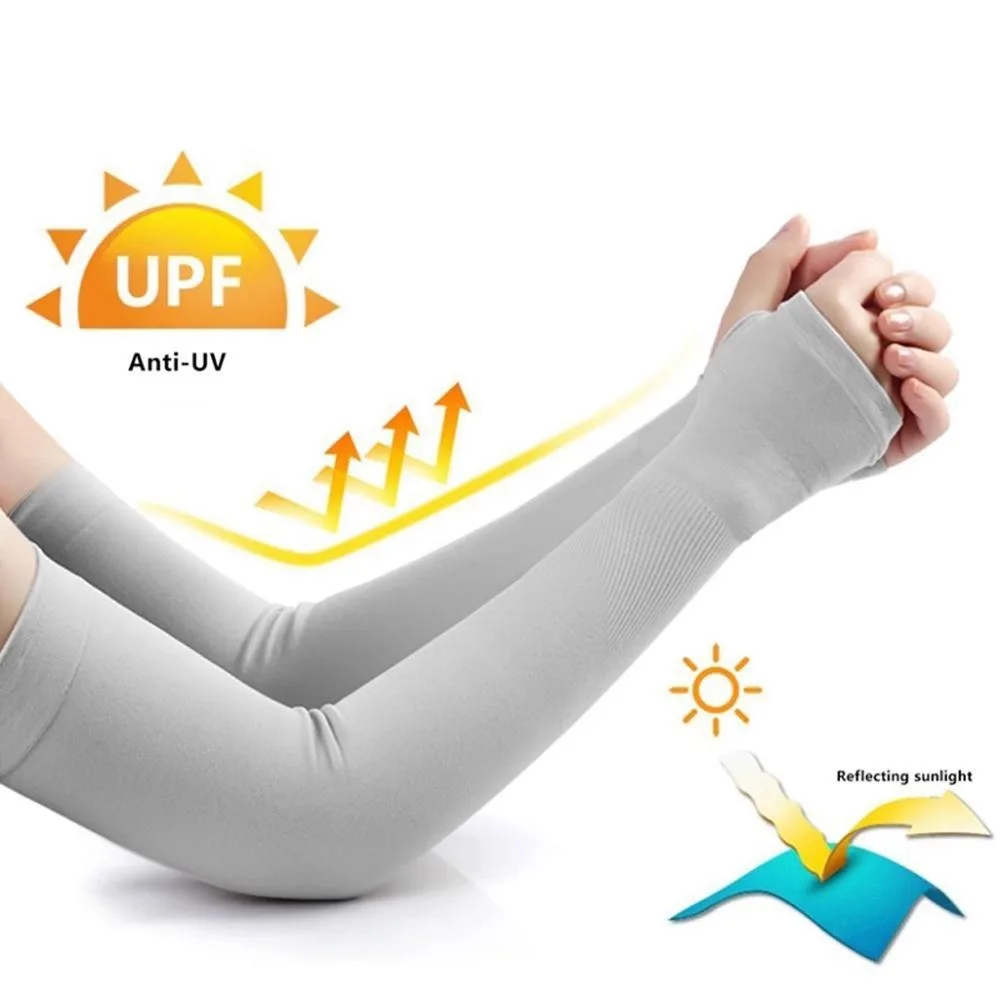 1Pair Ice Silk Sleeve Sunscreen Cuff Arm Sleeves Uv Sun Protect Anti-Slip Summer Men Women Gloves Outdoor Riding Arm Cover image 2