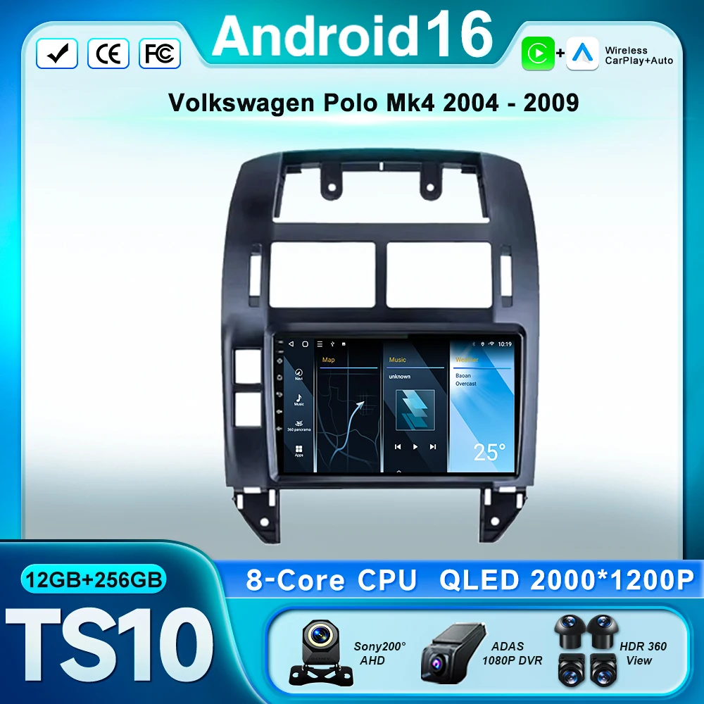 

Android 14 для Volkswagen Polo Mk4 2004 - 2009 Автомобильный DVD Автомагнитола стерео головное устройство мультимедийный плеер GPS-навигация экран 7862