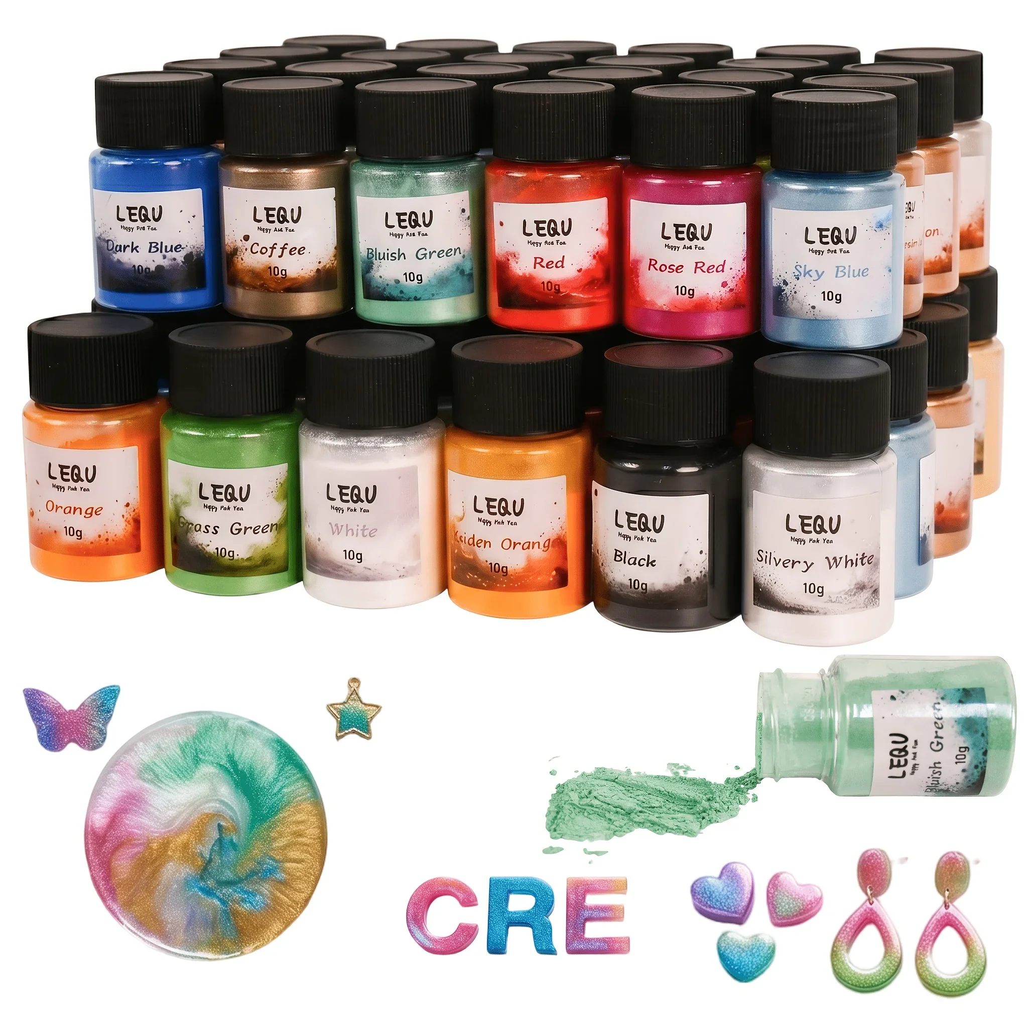 24-color mica powder, resin mica powder, suitable for epoxy resin and pearl pigment powder, used for resin, paintandartcreation