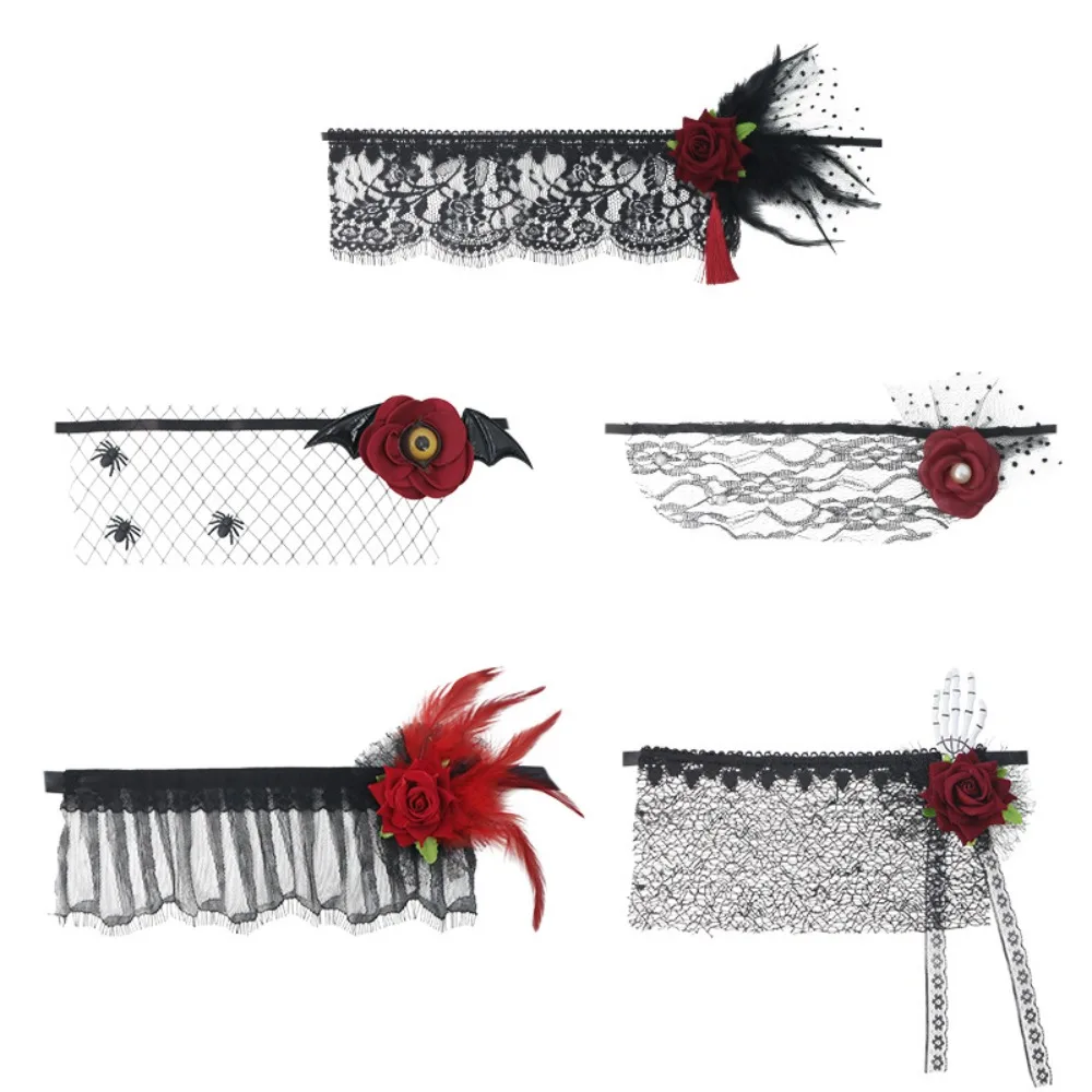 Mysterieus bloemensluier halfgelaatsmasker - elegant maskerade carnaval feestkostuumaccessoire