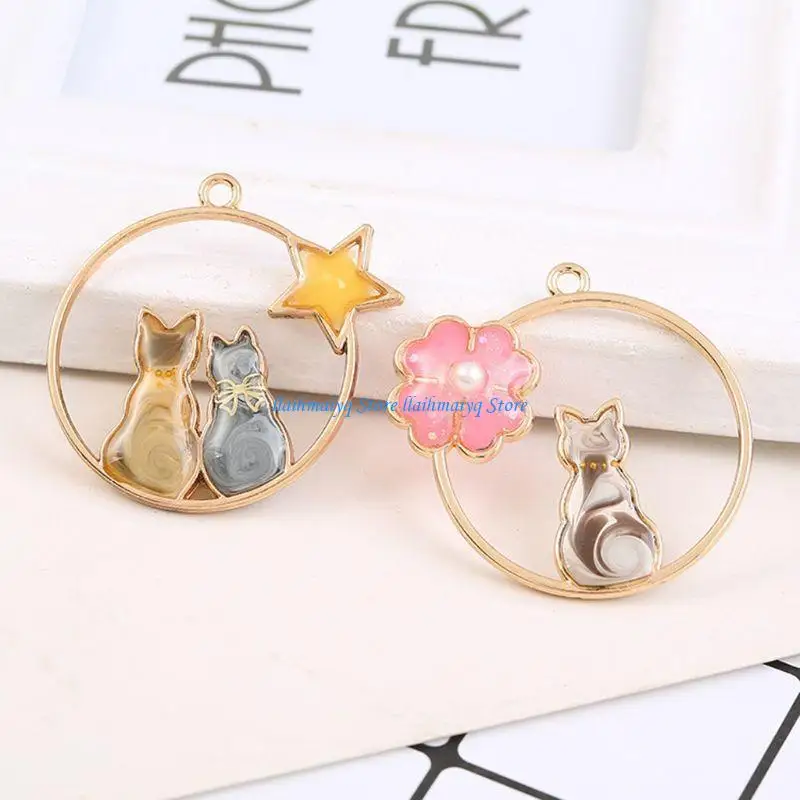 

573B 5x/Set Moon for Cat Blank Frame Pendant Open Bezel Setting Resin DIY Jewelry Mak