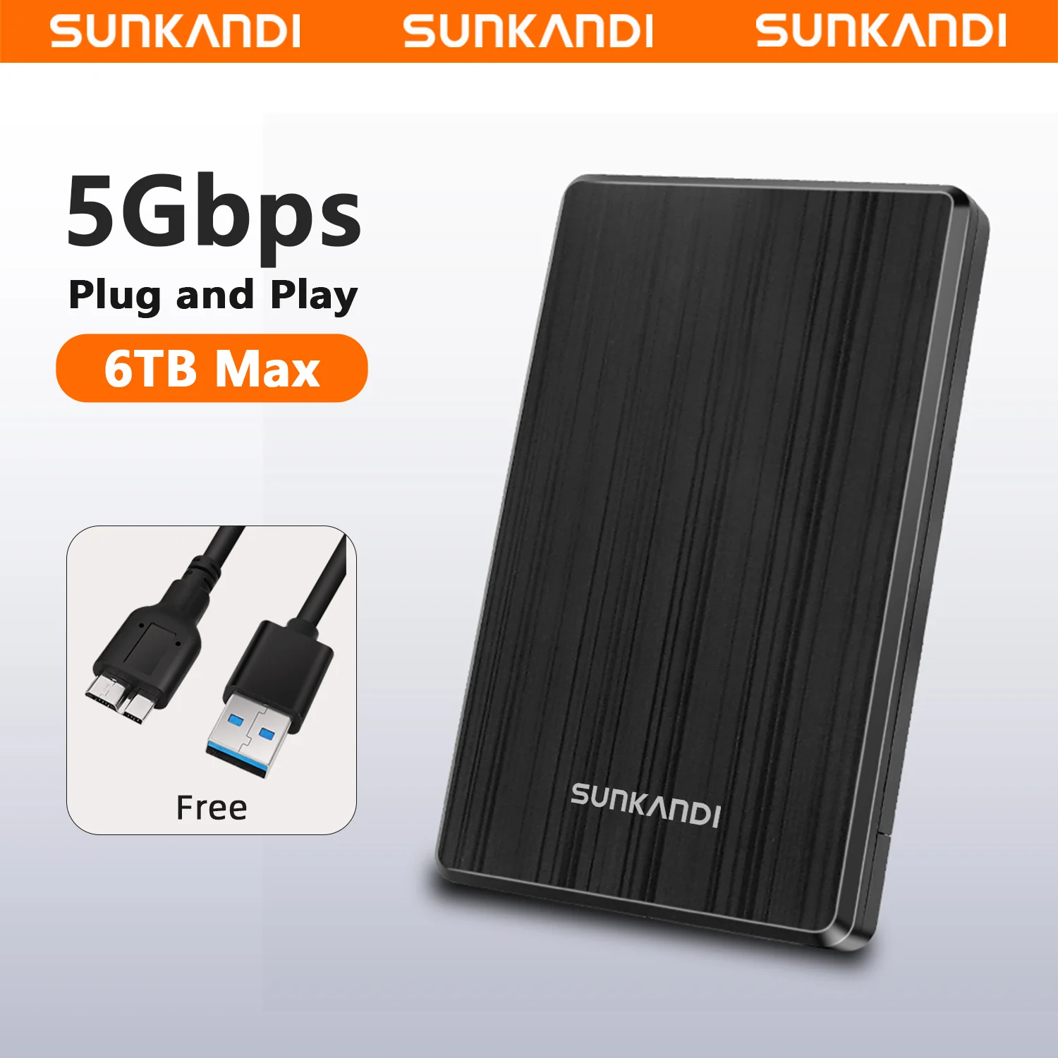 SUNKANDI 2.5 Inch Hard Drive Enclosure, 5Gbps USB 3.0 to SATA III 5Gbps High-Speed Transmission for 7-9.5MM HDD SSD Enclosure