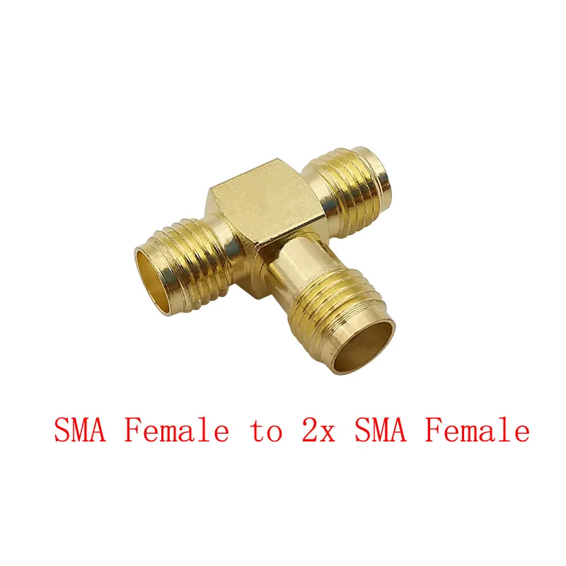 1 Stück SMA-Buchse auf 2 x SMA-Buchse T-förmiger rechtwinkliger HF-Koaxialstecker-Adapter