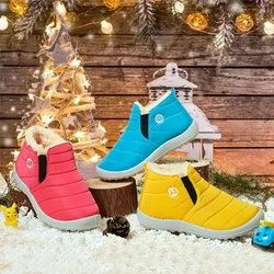 Scarpe invernali in cotone per bambini stivali da neve caldi in peluche antiscivolo moda impermeabile scarpe per bambini ragazzi ragazze Solid Slip on Sneakers