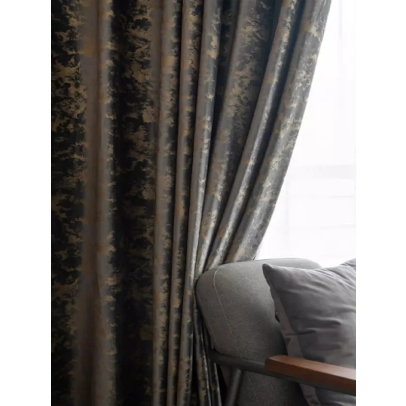 Nordic Modern Classic Gray Bronzing High-end Atmosphere Light Luxury Curtains Living Room Bedroom Balcony Blackout Curtains