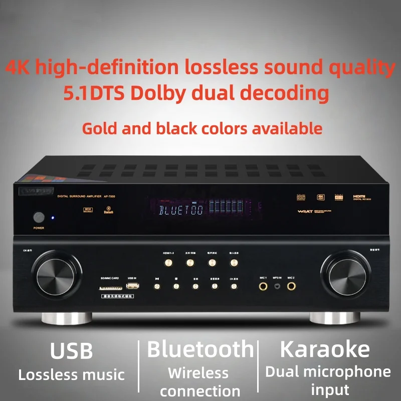 High-Power Bluetooth Lossless Sound Amplifier for KTV Home Use with Professional DTS Dolby Decoding System