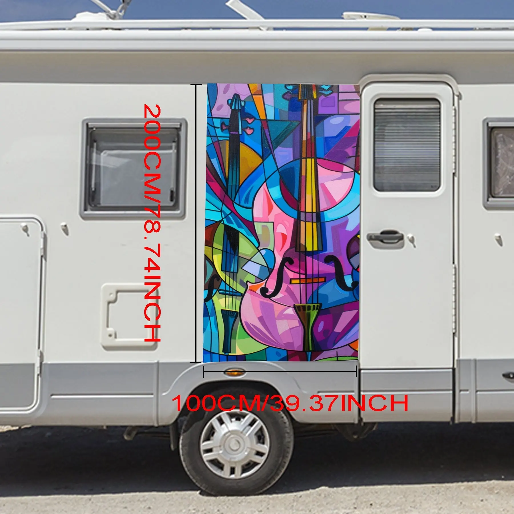 Colorful Music Instruments Vinyl Decal for motorhome car door, Waterproof Self-Adhesive Vinyl Stickers, Decoration Protection Au