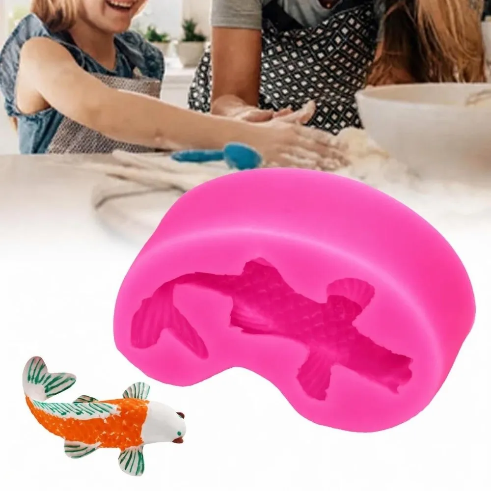 2pcs Versatile Silicone Silicone Fondant Mold Fish Shape Flexible Goldfish Shape Mold Pink Cake Decoration Mold Cake Decorating
