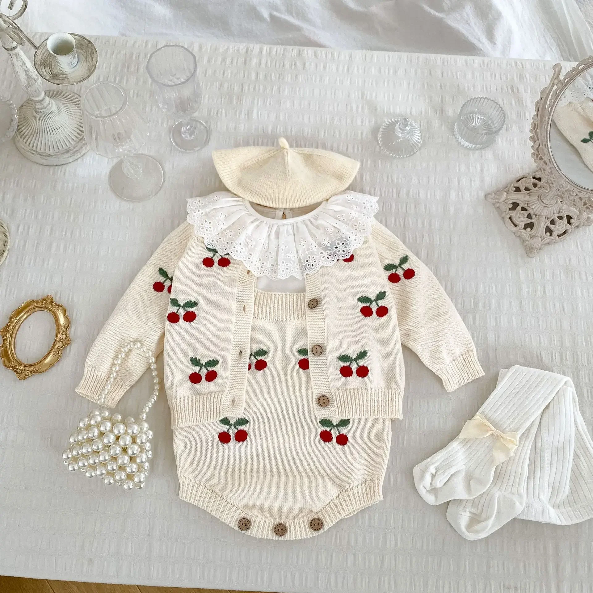 Pakaian Sweater bayi perempuan, pakaian rajutan hangat bayi perempuan baru lahir, tebal, pakaian Bron baru lucu 0-3t