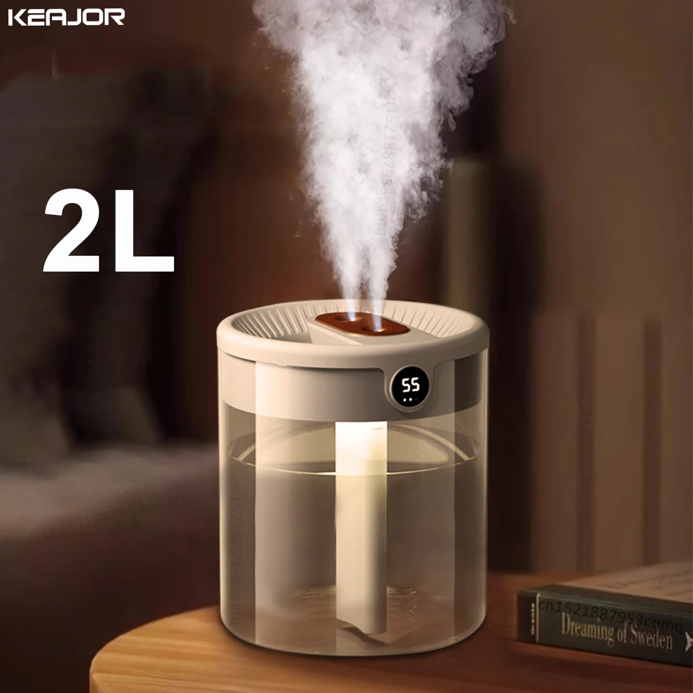 

Air Humidifier USB Essential Oil Diffuser 2L Large Capacity Double Spray Water Humidifier Aromatherapy Mist Maker forHome Office