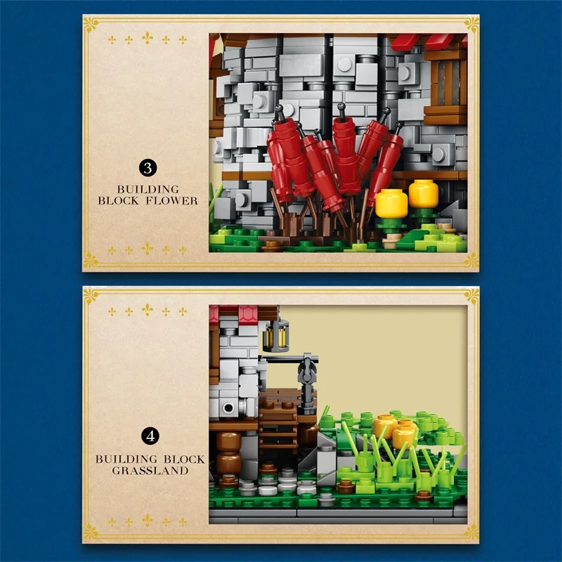 2296PCS Windmill Tree House Mill Street View Building Blocks Medieval European Town Assembly Model Bricks Toys For Children Gift