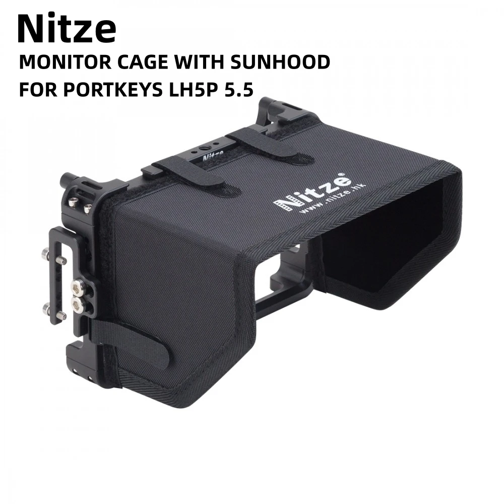 Nitze Monitor Cage Aluminum Alloy Kit with Sunhood  for Portkeys LH5P / LH5P II 5.5