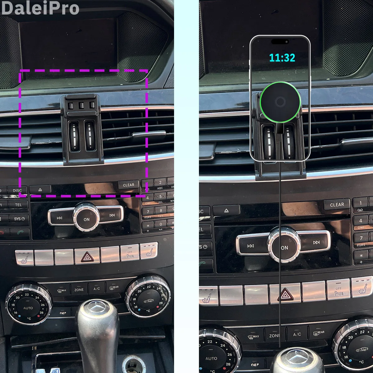 Designed for Mercedes Benz C Class W204 2011-2013 Phone Holder Car Magnetic Smart Sensing Wireless Charging One-Touch Release Qi
