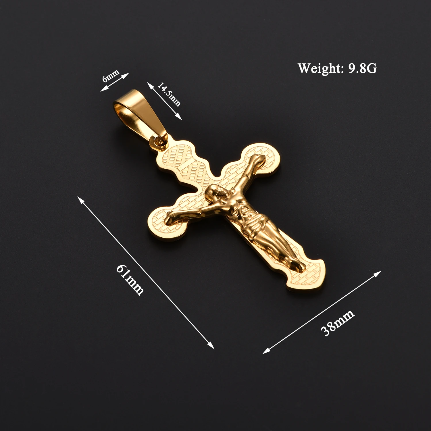 Herren Damen Kreuz Jesus Kruzifix Edelstahl Anhänger Silber Gold Farbe Religiöse Gebetsanhänger Kette Schmuck für DIY Halskette – Detail 2