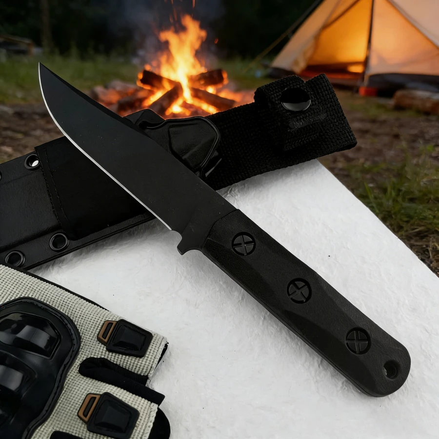 

Нож EK50 с прямым лезвием, прочная конструкция, лезвие из стали 8Cr13Mov, рукоять из нейлонового волокна, закаленный и острый, для активного отдыха, кемпинга, портативный.