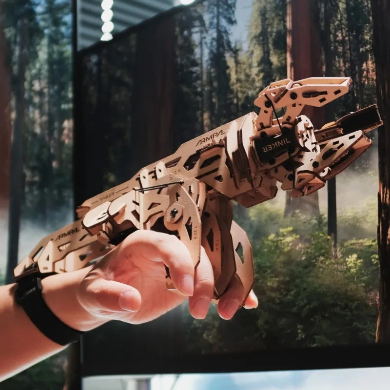 ARMPAL Modello di assemblaggio in legno Riparazione Artiglio meccanico Robot Mano Puzzle 3D Giocattolo Creativo Kit di costruzione fai da te per bambini Giocattolo per adulti