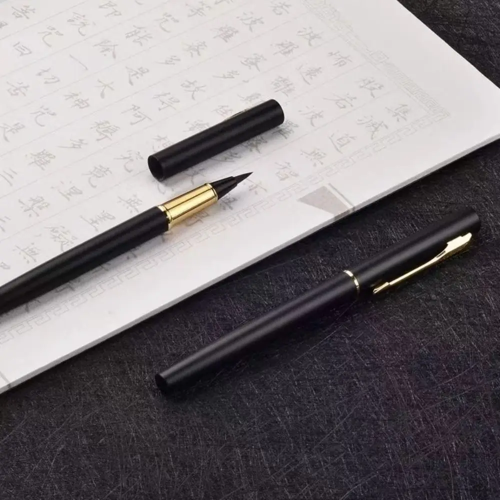 

3 PCS Portable Fountain Pen Type Calligraphy Brushes Business Soft Hair Calligraphy Pen Metal Writing Practice Brush Supplies