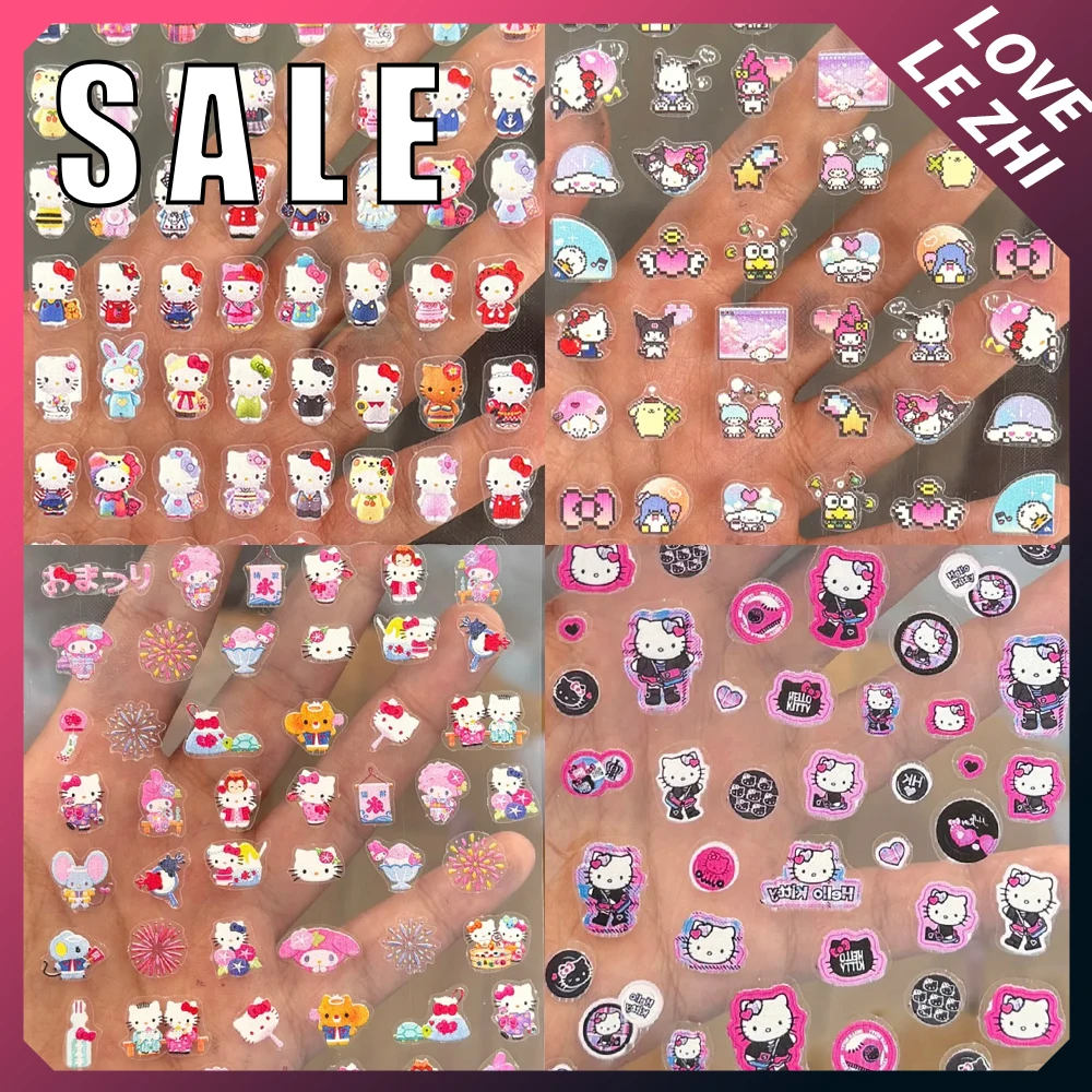 

Promotion Cartoon Sanrio Hello Kitty My Melody Kuromi Nail Art Sticker Self Adhesive Diy Handwork Press On Nails Stickers Decor