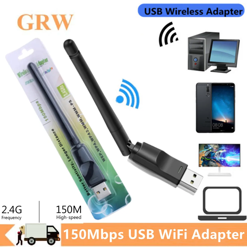 GRWIBEOU-ミニUSBwifiアダプターmt7601, 150mbps,ワイヤレスネットワークカード,2.4GHz,PC,デスクトップ,ラップトップ用のドングル