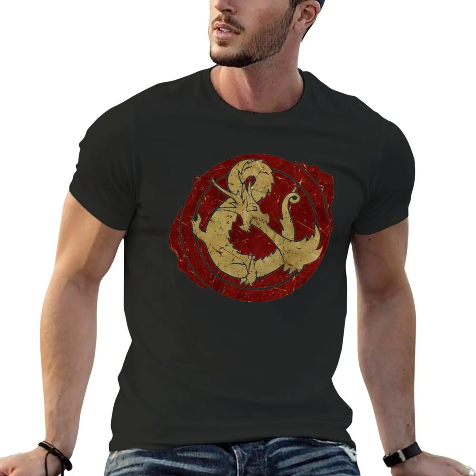 D UNGEON DRAGON S NEW VINTAGE DISTRESSED T-Shirt shirts graphic tees street wear fruit of the loom mens t shirts