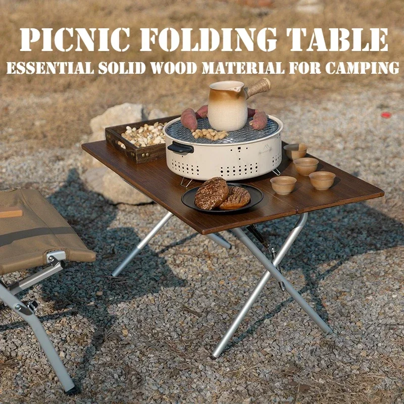 Outdoor Camping Bamboo Folding Table A Must-have for Picnic Parties Portable Storage Half Folding Camping Table