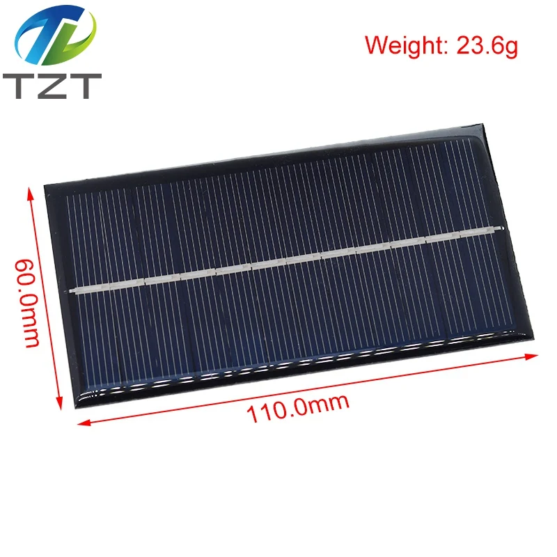 TZT 6V 160mA 0.96W Solar Panel 110X60MM Standard Epoxy Polycrystalline Silicon DIY Battery Power Charge Module Mini Solar Cell