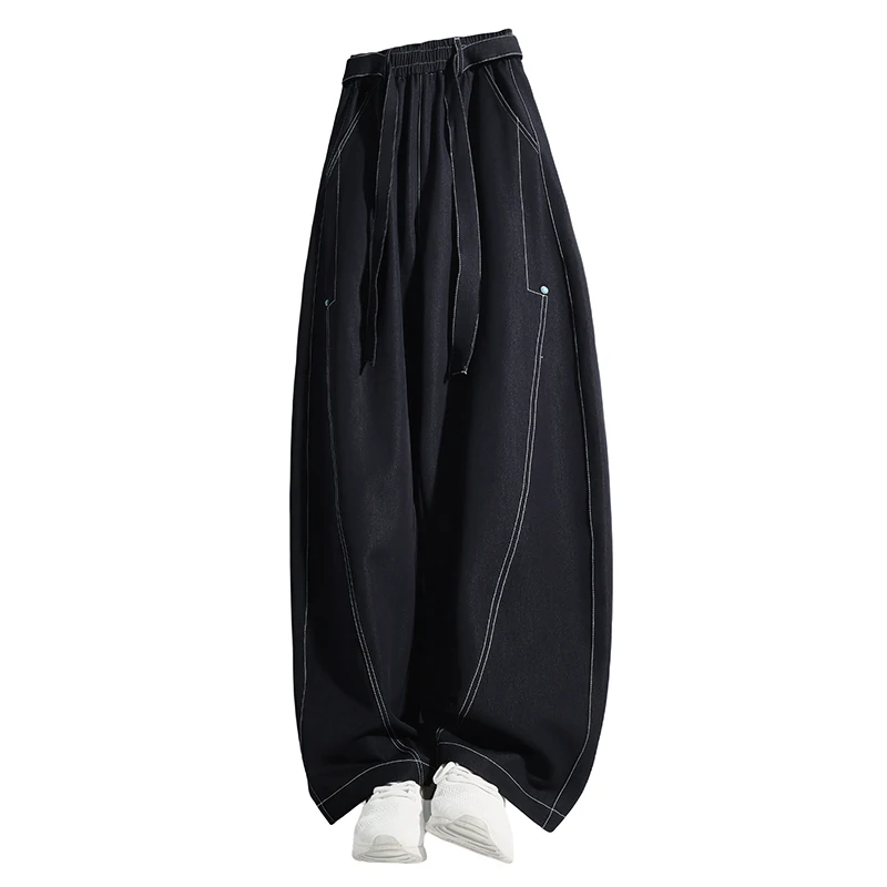 Spring autumn Men's fashion Knitted pants Comfortmen trousers casual trousers wide-leg trousers oversized straight-leg trousers