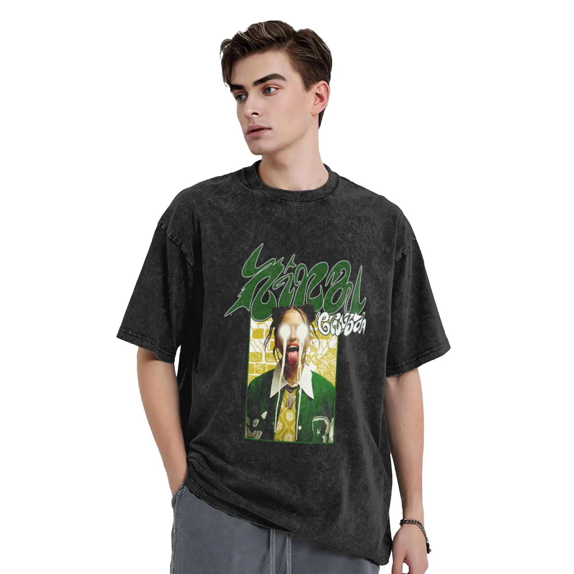 Green Typography Pop Rap Singer Classic Trendy A Vintage Oversized Cotton Unisex T-Shirts