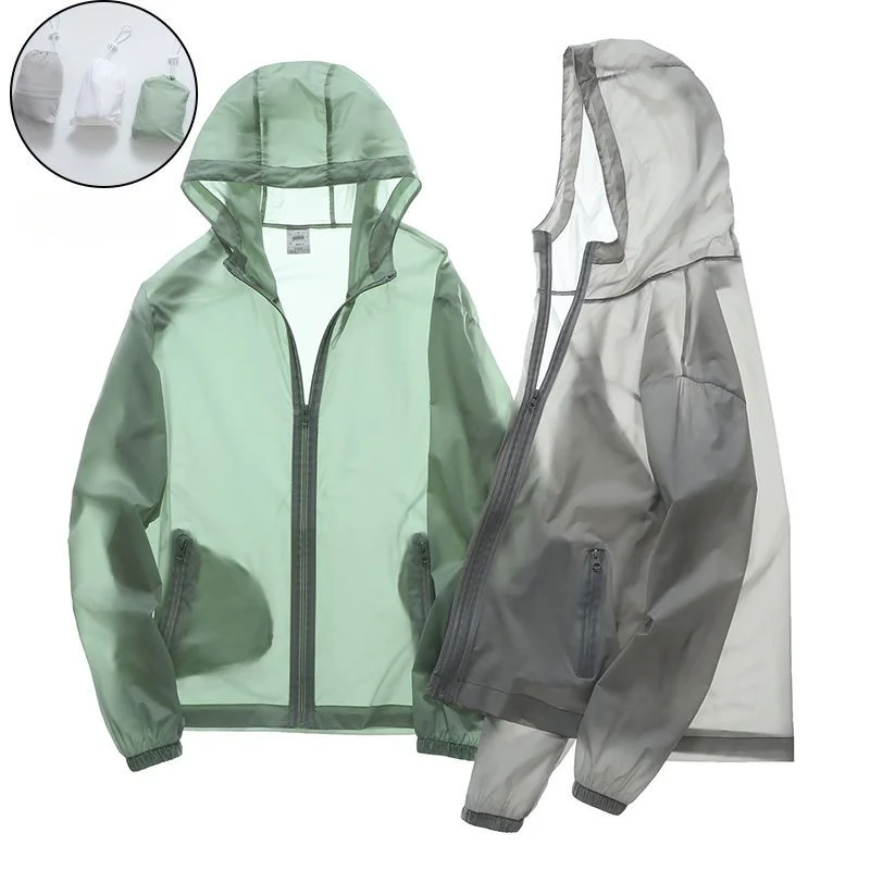 

2023 Solid Bike Top UV Sunscreen Clothing Running Transparent Long Sleeve Jacket Lightweight Summer Beach Wear Sunscreen C43