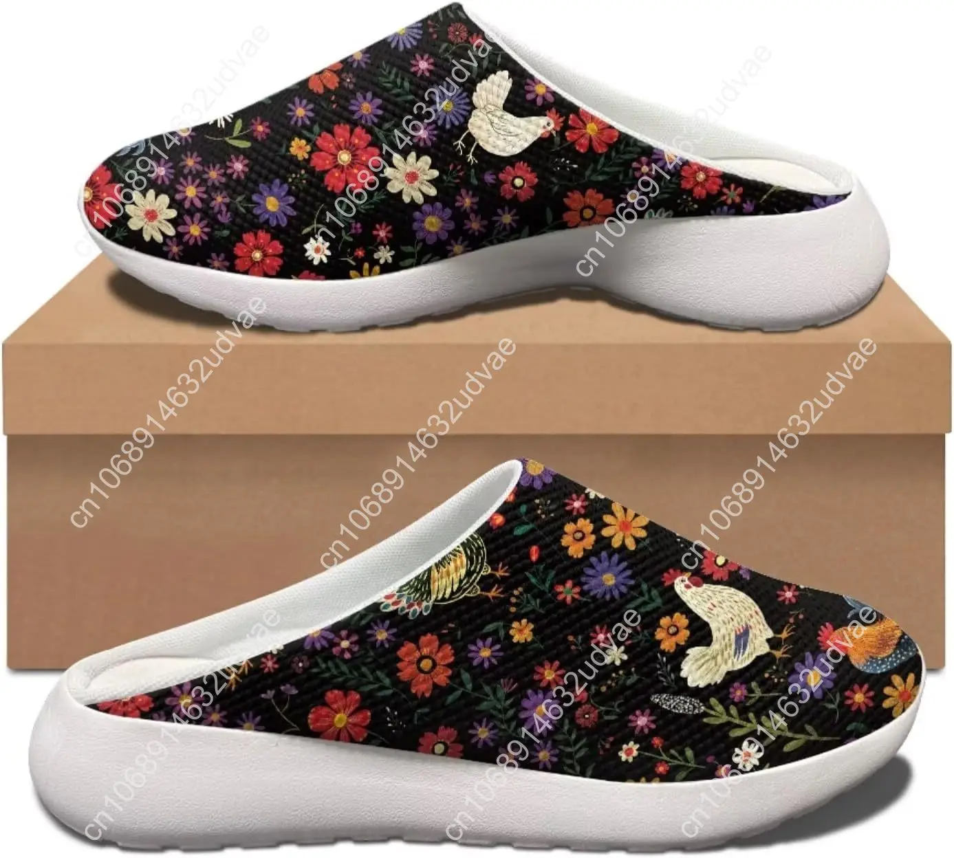 Cute Animal Floral Pattern Pull On Slippers for Women Beach Flat Shoes