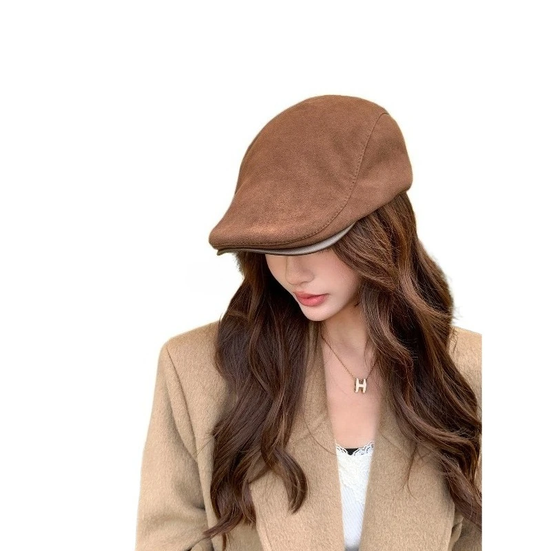 

Берет в стиле ретро, женский весенне-осенний повседневный кожаный берет из овчины, литературный темперамент, кепка художника