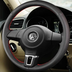 DIY Artificial Leather Black Car Steering Wheel Cover For Volkswagen VW Tiguan Sagitar Golf 4 Passat B5 Seat Leon Polo 1999-2009