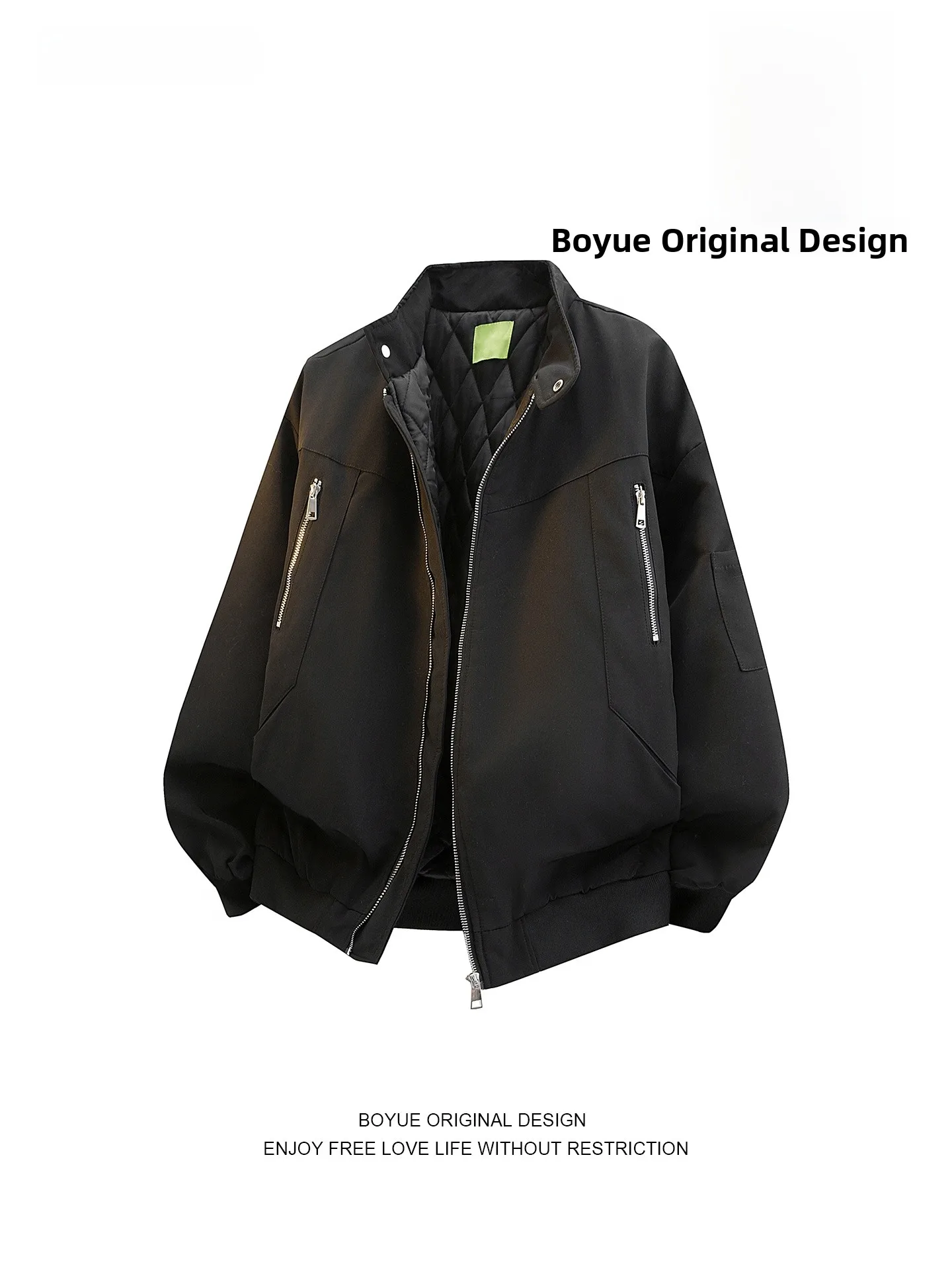 

Куртка Boyue в стиле американской уличной моды, рабочая, для полетов, из хлопка, теплая, на молнии, унисекс, с воротником-стойкой, хлопковая одежда