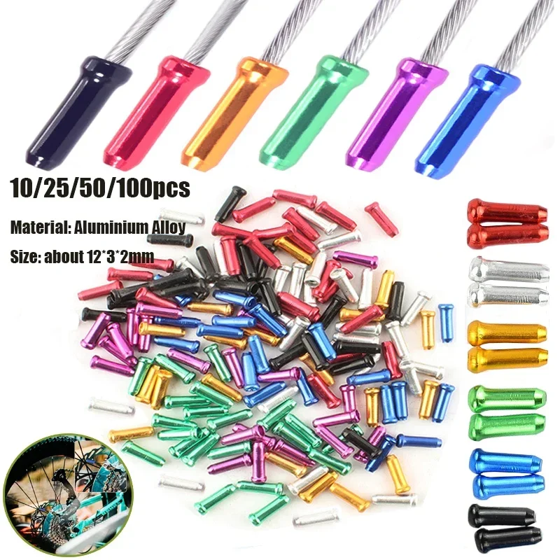 10-100 Pz Colori Multipli Cambio Freno Della Bicicletta Punte del Cavo Interno In Alluminio Crimps Ciclo Parti di Ciclismo Deragliatore Cavi End Caps