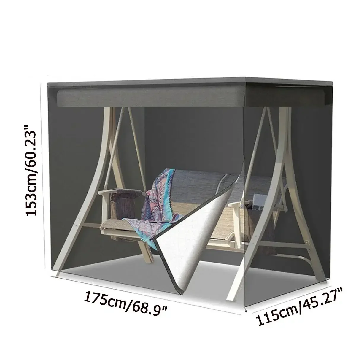 2 ที่นั่ง 210D กันน้ํา Sun Shade กลางแจ้ง Garden Swing COVER Swing Hammock COVER Patio YARD แขวนเก้าอี้ที่นั่ง Canopy