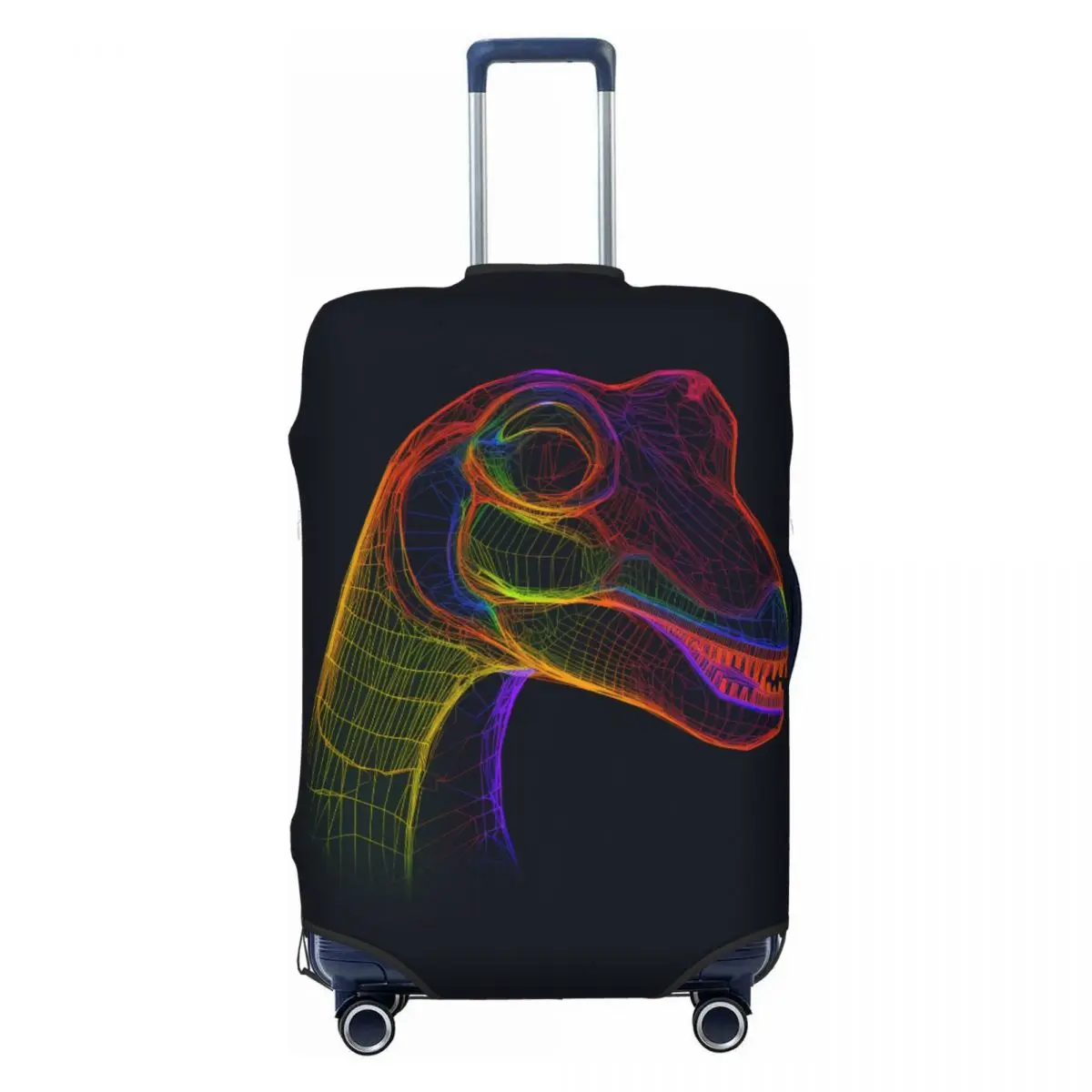 Dinosaur Suitcase Cover Line Art Neon Holiday Cruise Trip Useful Luggage Supplies Protection