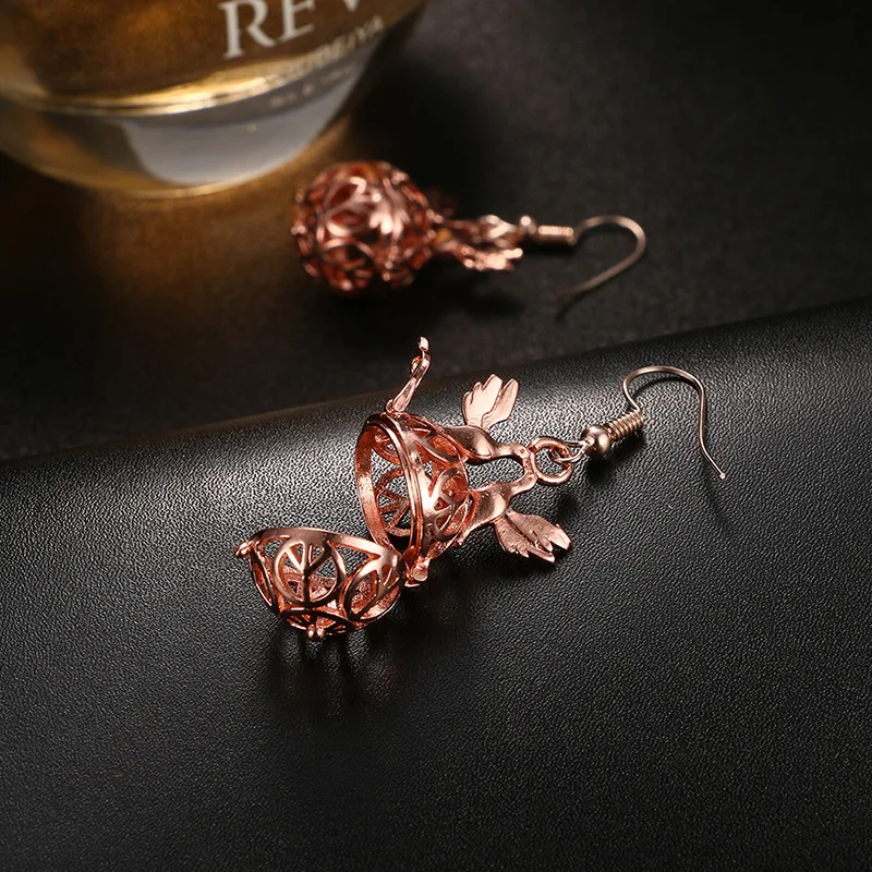 Aromatherapy Heart Cage Earrings Crystal Ear Drop Accessories Perfume Essential Oil Diffuser Locket Women Earrings Gift Jewelry