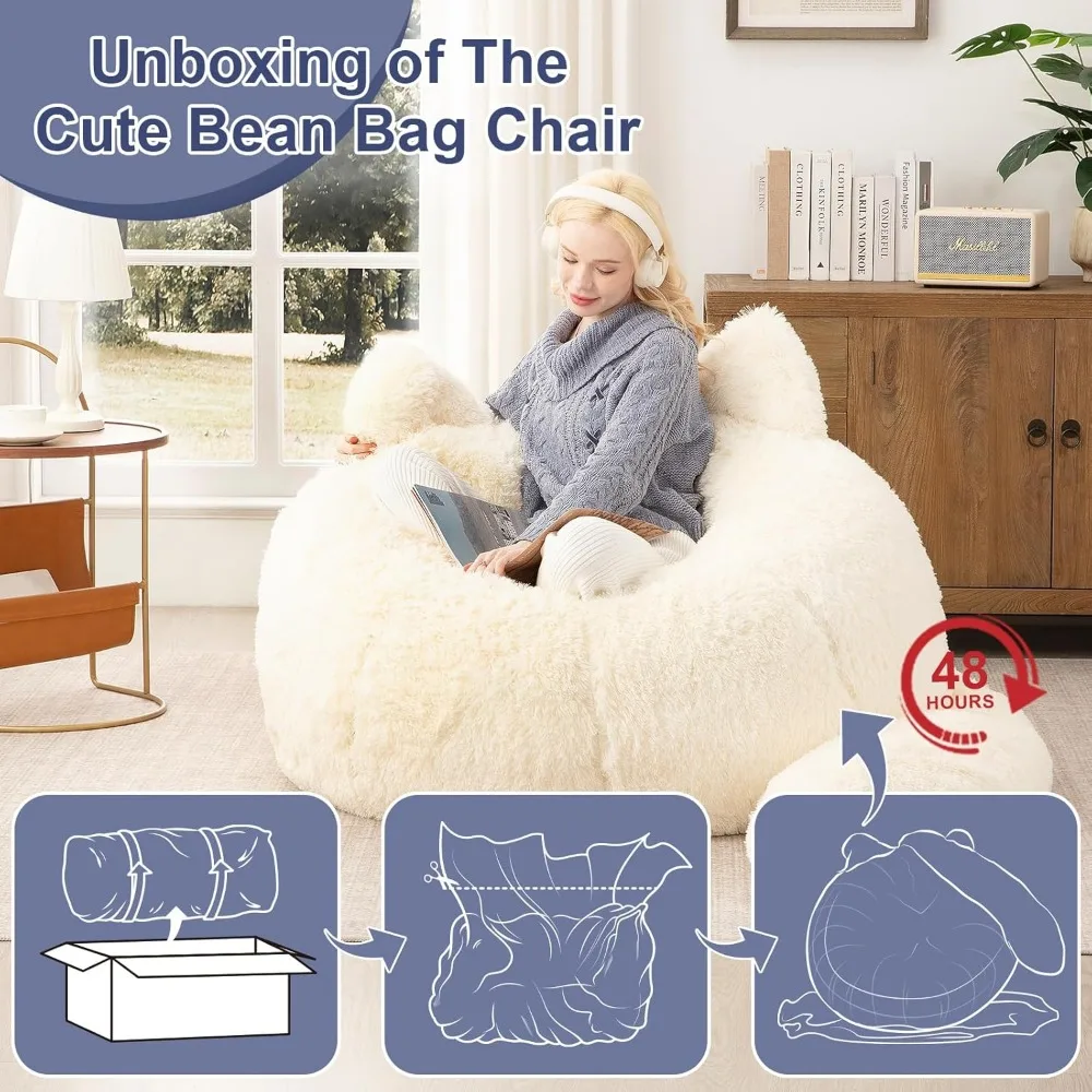 كرسي بين باج للبالغين المراهقين كراسي بين باج العملاقة من الفرو الصناعي مع حشو منفوش من القطيفة على شكل كيس القماش أريكة مريحة لهجة Fl #6