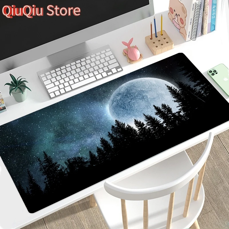 

Starry Night Moon Mouse Pad, Cosmic Forest Desk Mat for Gaming & Office, Anti-Slip Rubber Base, Large Size Design